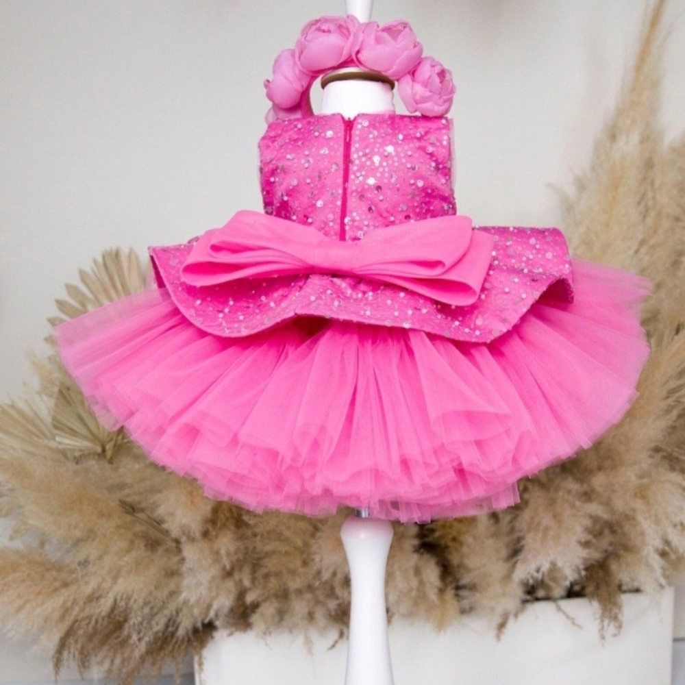 Sparkling Pink Tutu Dress with Headband